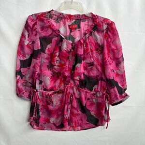 Elle Vibrant Pink Floral Blouse Size M. INV25/259